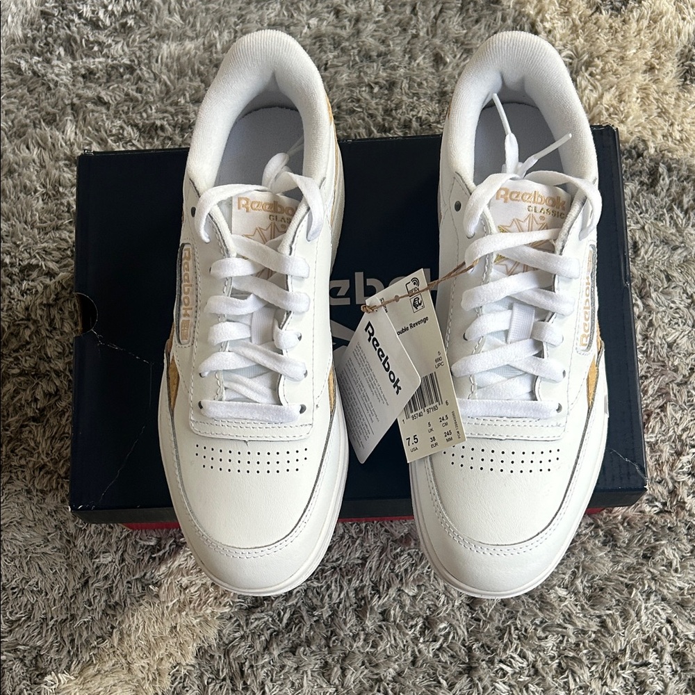 Reebok White and Gold Athletic Shoes